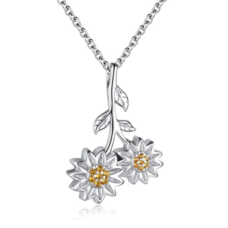 Sariel Sunflower Dual Urn Pendant Necklace 925 Sterling Silver Hold Two keepsakes Cremation Jewelry for Ashes Necklace You are my sunshine Memorial Always in My Heart Memory Necklace Gift - Image 1
